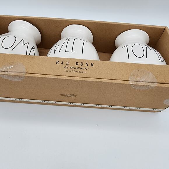 Rae Dunn Halloween Bud Vases 3 Piece Set Tomb Sweet Tomb Ivory Spooky Decor - Picture 9 of 9